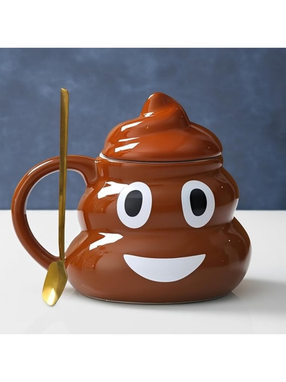Humorous Poop Coffee Mug with Spoon & Lid - Unique Ceramic Cup for Gifts